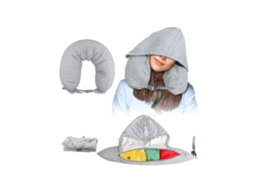 Almofada Em U Com Capuz Para Viagens Avião, Escritório, Sestas. Portátil, Enchível (capuz Não Amovível).