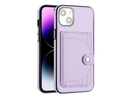 Capa Mobile Phone Cases Shockproof With Card para iPhone 14 Plus Pele Castanho