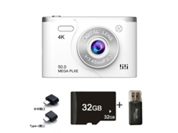 Câmara Digital Tela Lcd De 2,4 Polegadas Com Zoom De 8x E Resolução Hd 1080p (branca - Cartão De 32 Gb) Cuich