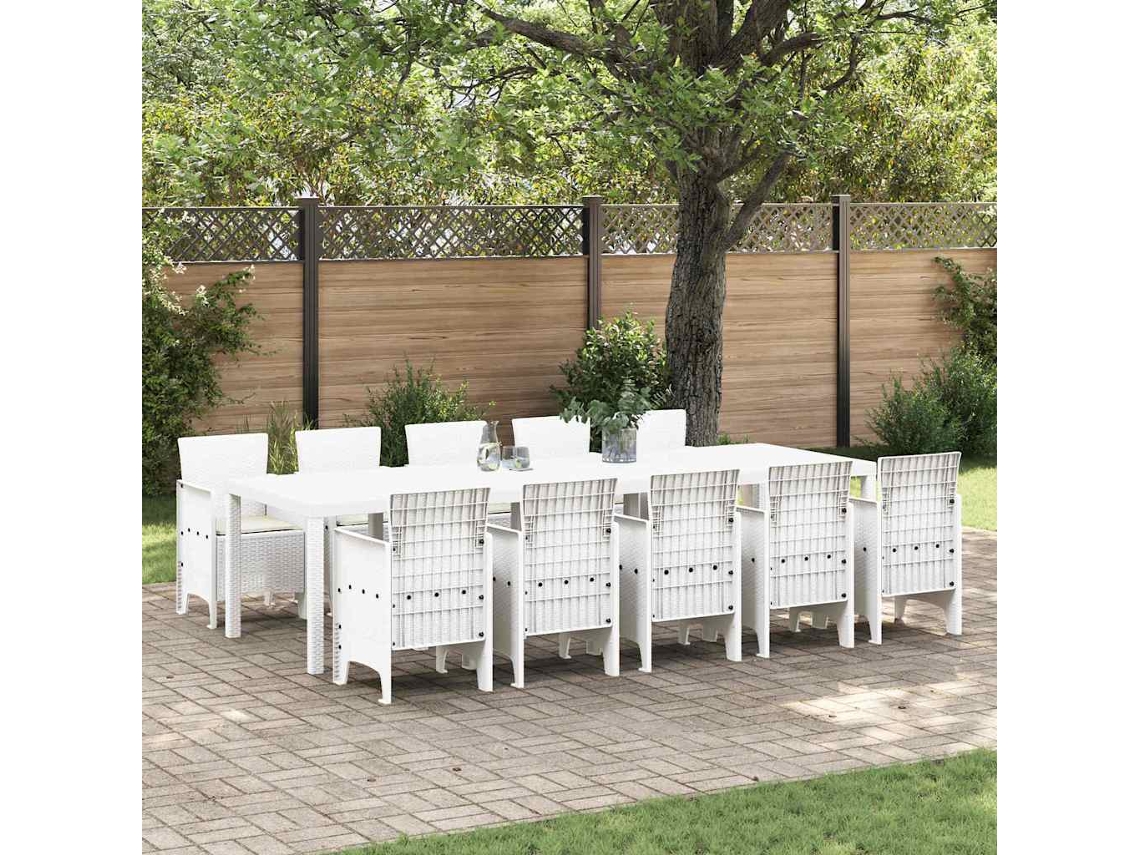 Vidaxl Conjunto De Jantar Para Jardim 11 Unid. Branco