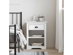 Vidaxl Mesa De Cabeceira Bodo 53x38,5x67 Cm Pinho Maciço Branco