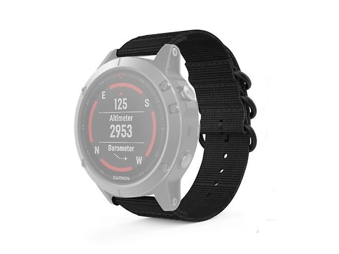 Pulseira Universal Garmin Fenix ​ ​ ​ ​ 3/ 5x De 26 Mm, Três Argolas, Nylon, Preta., Acabamento Moderno