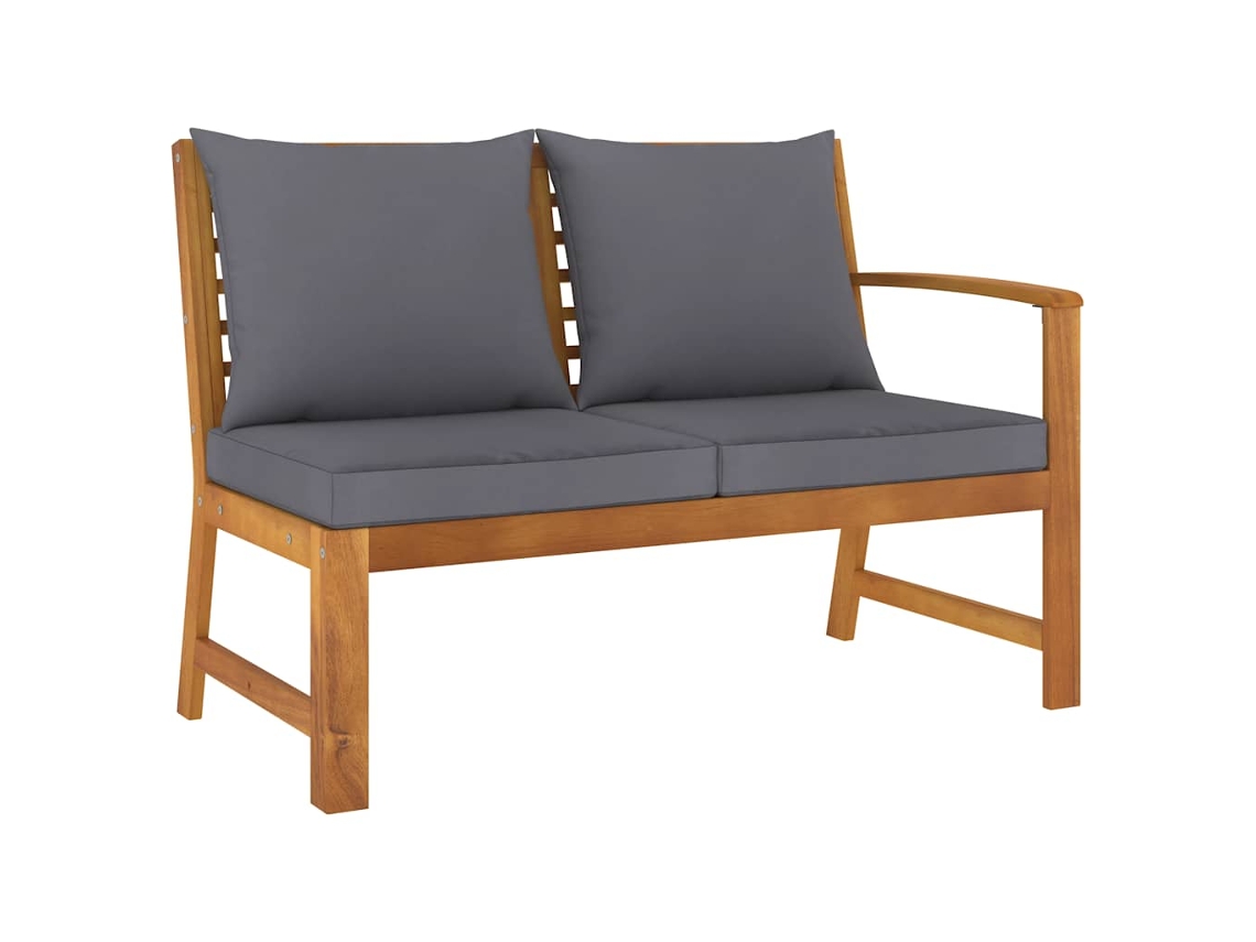 Vidaxl Banco De Jardim 114,5 Cm Com Almofadão Cinzento-escuro Acácia