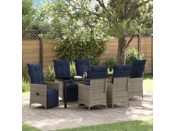 Vidaxl Conjunto De Mesa E Cadeiras 7 Pcs Cinzeto Rattan De Pe