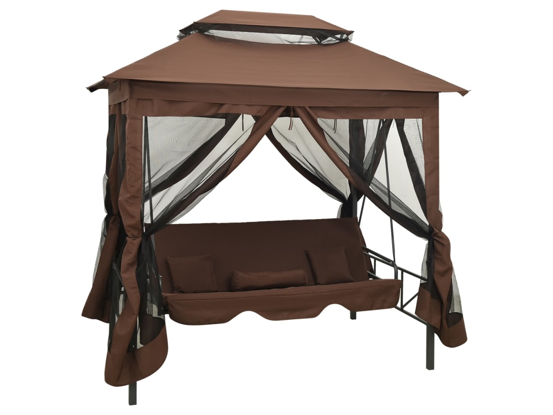 Vidaxl Gazebo Com Baloiço Conversível Cor Café