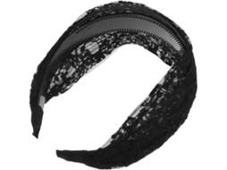 Faixa de cabelo feminina Preta Em Renda, acessório leve, longo e elegante.