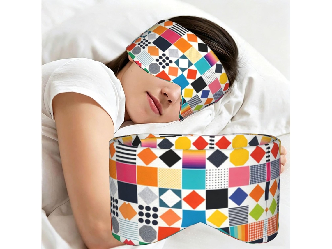Máscara De Dormir Confortável Com Estampa Retrô Em Patchwork