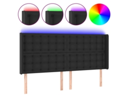 Cabeceira de Cama com Led Couro Artificial 147x16x118/128 Cm Preto MAISON EXCLUSIVE