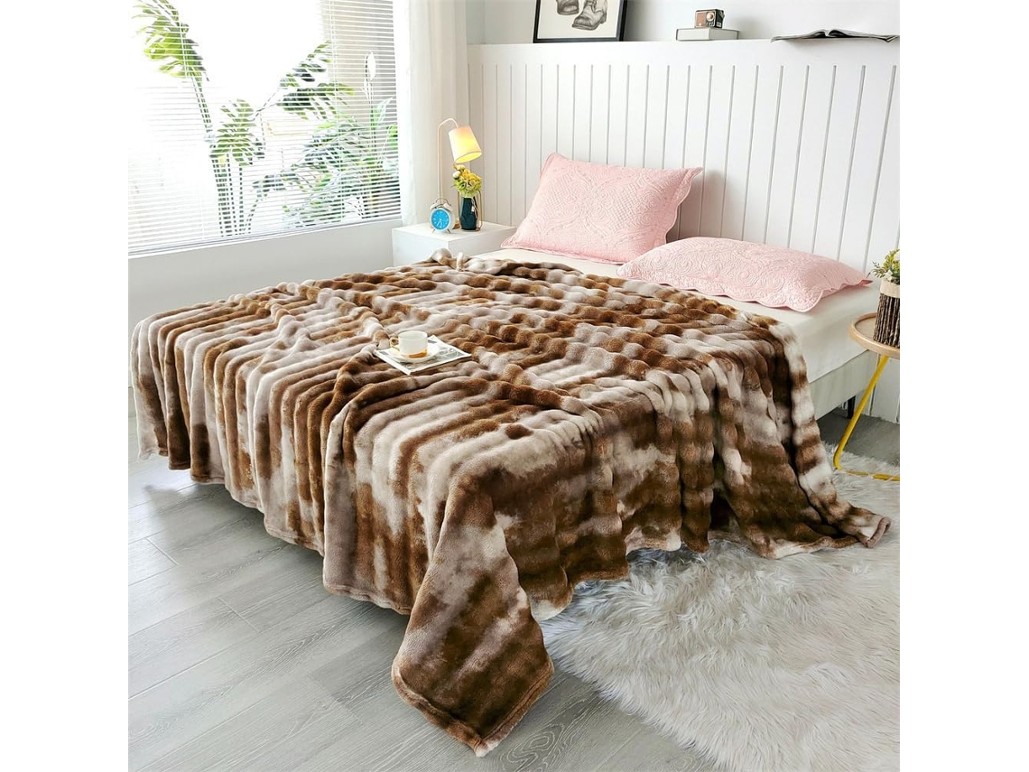 Manta Fansu Super Macia de Veludo com Estampa Tie dye Fofa Colcha Lençol Quente Inverno Pele Sintética 150x200