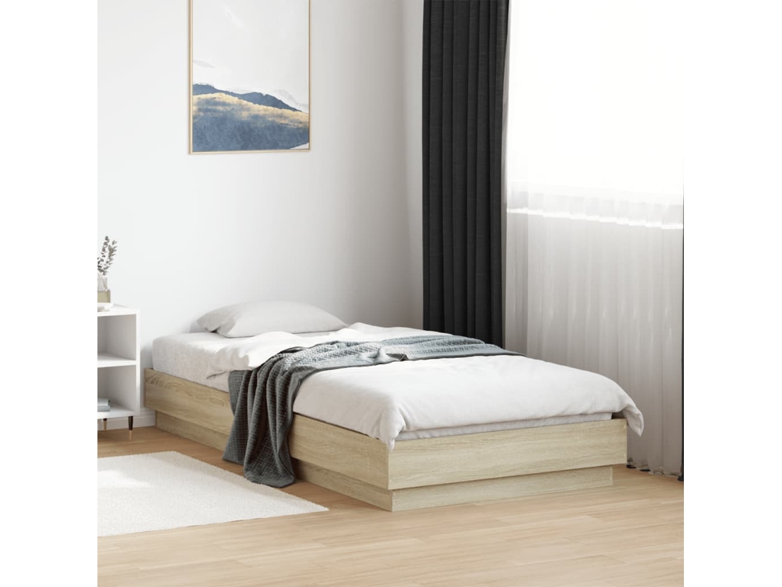 Vidaxl Estrutura Cama S/ Colchão Derivados de Madeira Carvalho Sonoma