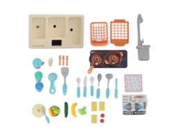 Walshlxq set de Brinquedo de Cozinha para Crianças com Pia, Recipientes, Espátula e Água Circulante Elétrica