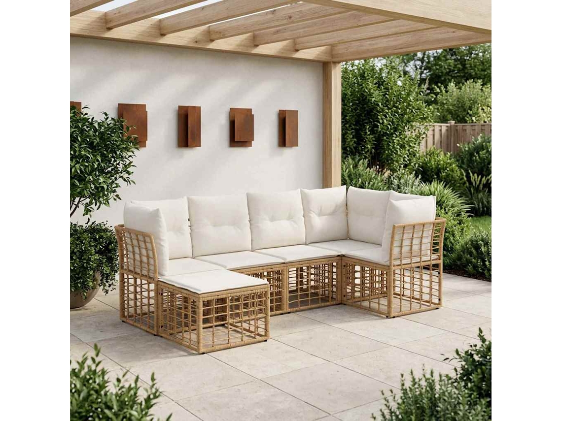 Vidaxl Conjunto De Sofás Para Exterior Natural Poliéster
