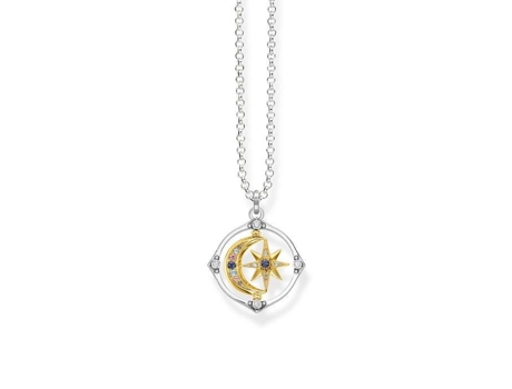 Colar Thomas Sabo Colar Estrela E Lua Prata E Prata Dourada 50 Cm Óxido De Zircônio