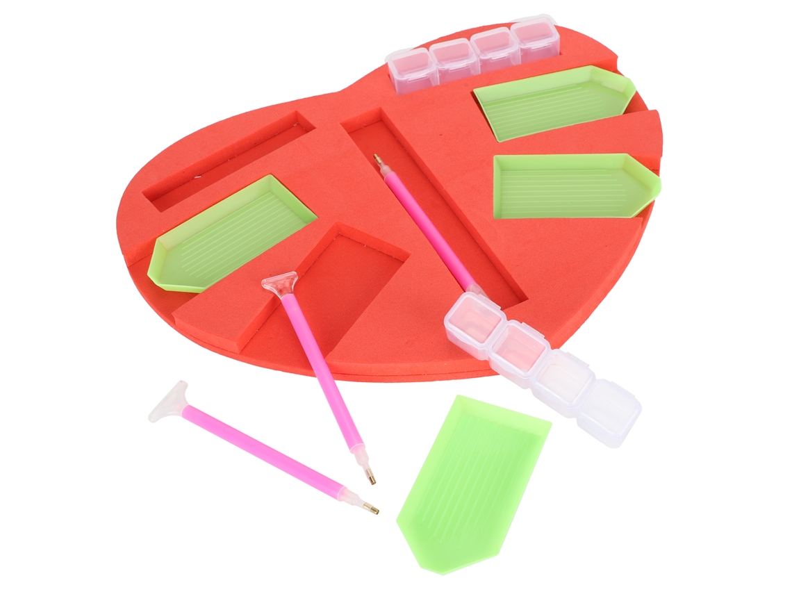 Kit De Ferramentas Para Pintura Com Diamantes 10 Peças Bandeja De Coração Prateleira Armazenamento Lápis Suprimentos Diy