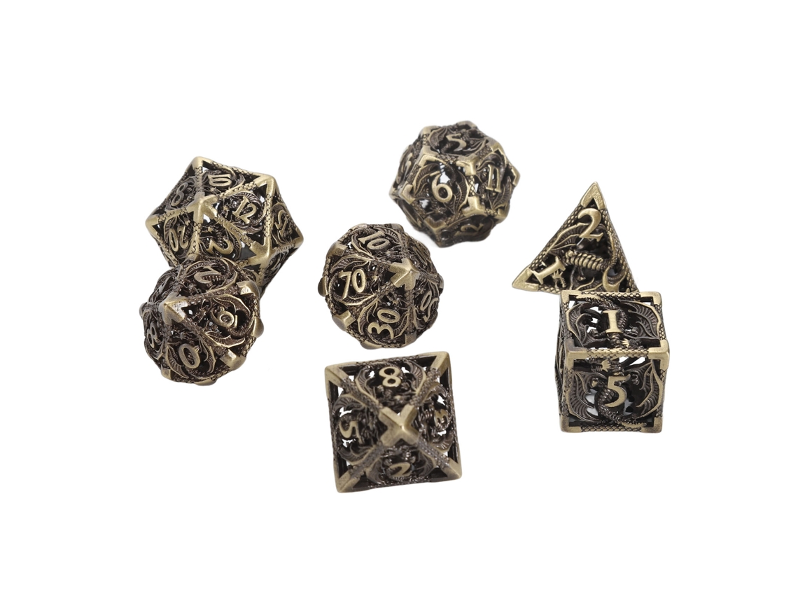 Conjunto 7 Dados Metálicos Ocos LAXISCREED Rpg