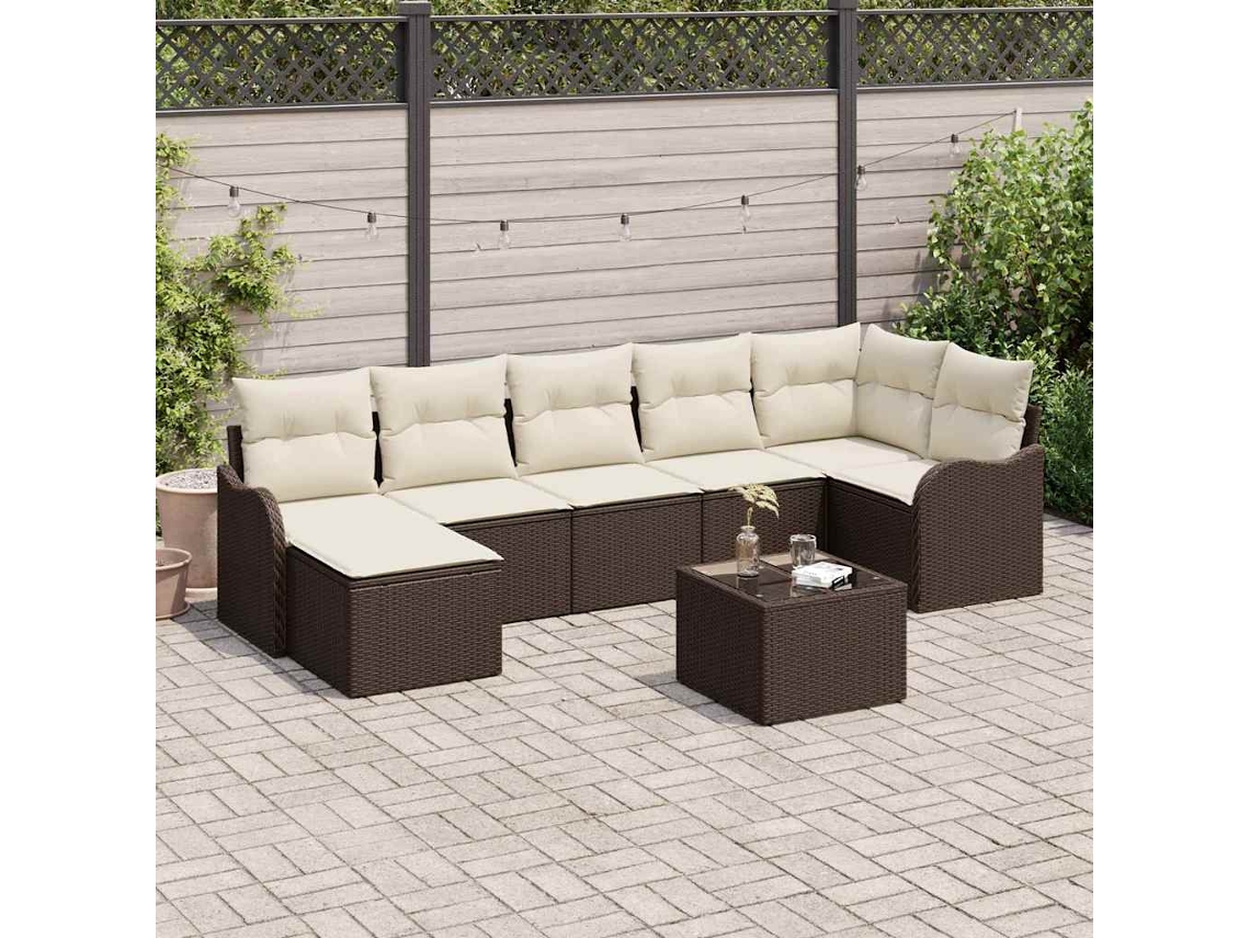 Vidaxl Conjunto De Sofá De Jardim Castanho Vime Pe