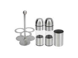 Conjunto de garrafas de temperos de aço inox 304 com copo e prateleira multiuso | S/MARCA