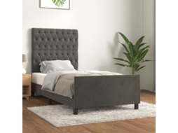 Estrutura de cama sem colchão 90x200 cm veludo cinzento-escuro