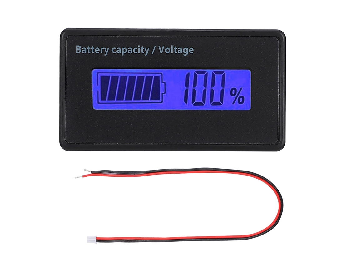 Monitor de Capacidade de Bateria Impermeável LCD com Display de Luz Azul 12 84v | S/MARCA
