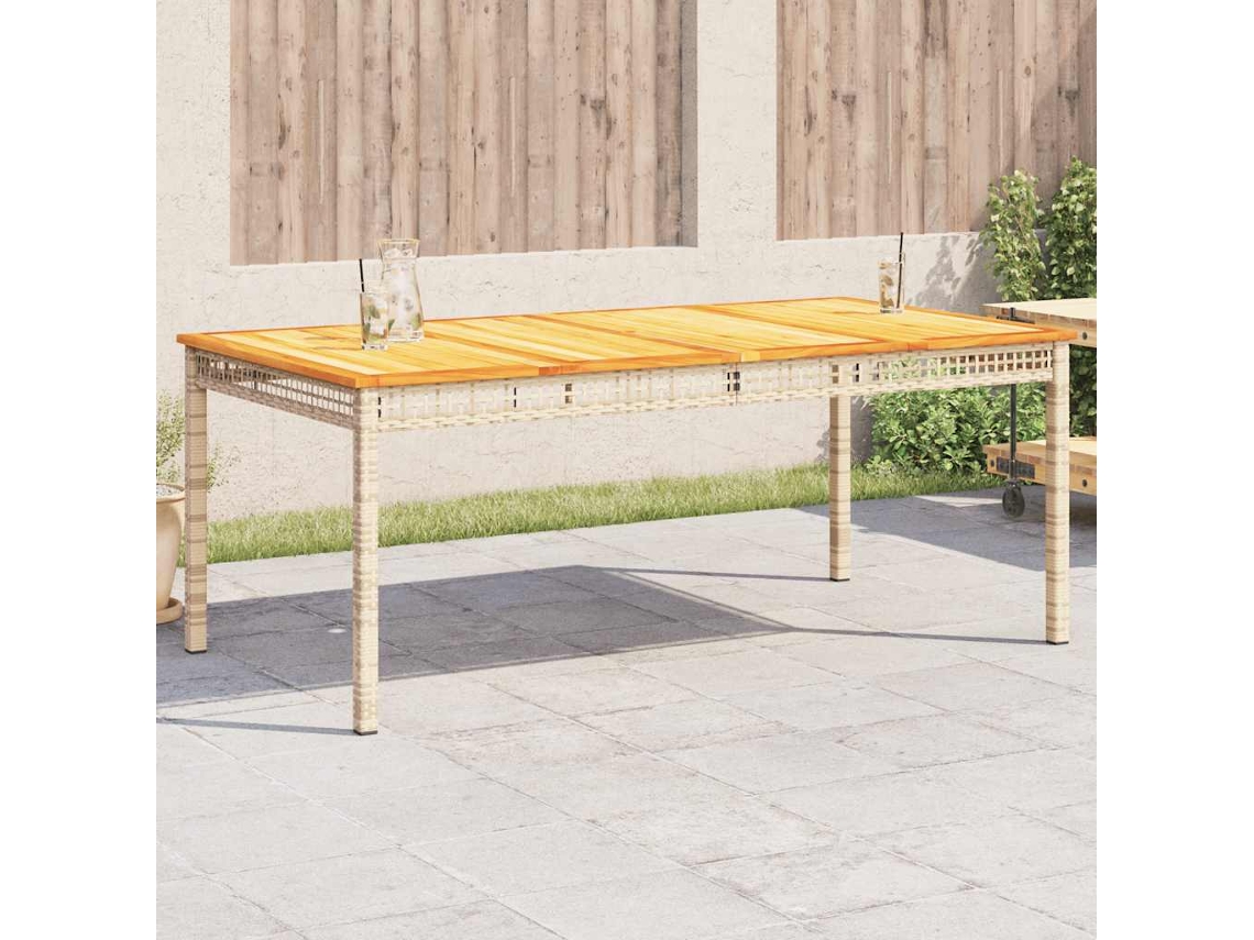 Vidaxl Mesa De Jardim 180x90x75 Cm Vime Pe E Madeira De Acácia Bege