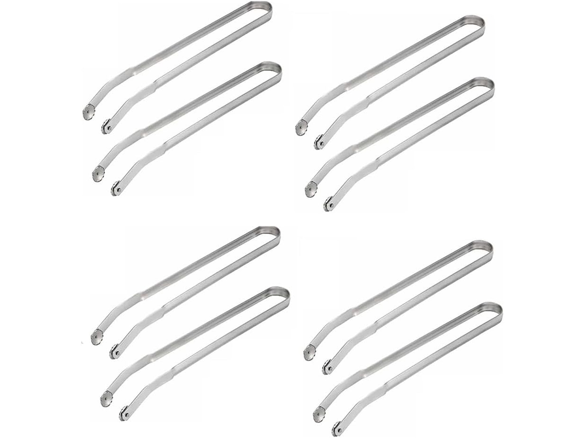 Conjunto De 8 Pinças Para Linguiça Churrasco Feitas Aço Inoxidável