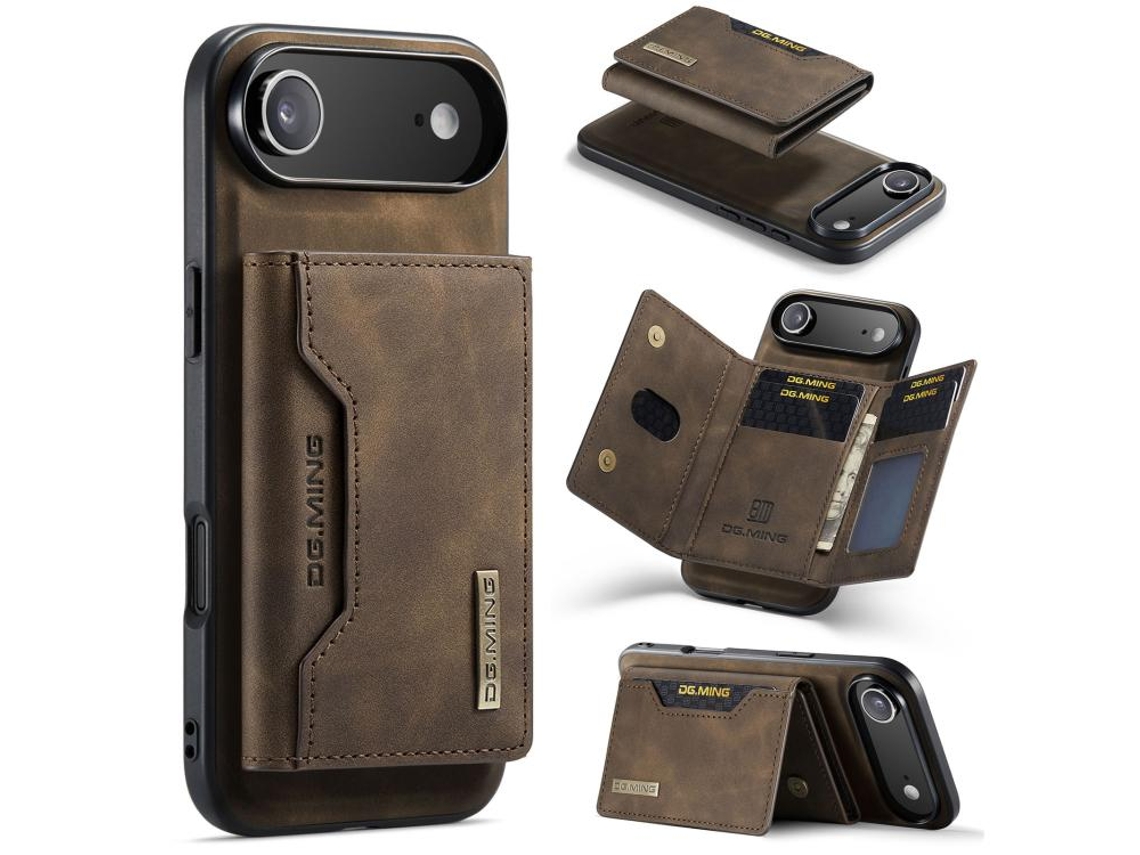 Capa De Couro Para Iphone 17 Air Com Porta-cartões Triplo Da Dg.ming