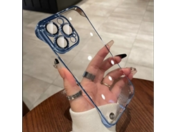 Capa Para Iphone 17 Pro Azul Peak, Sem Moldura, Transparente, Com Película Protetora De Lente Ultrafina.