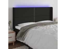 Vidaxl Cabeceira De Cama C/ Luzes Led Tecido 183x16x118/128 Cm Preto