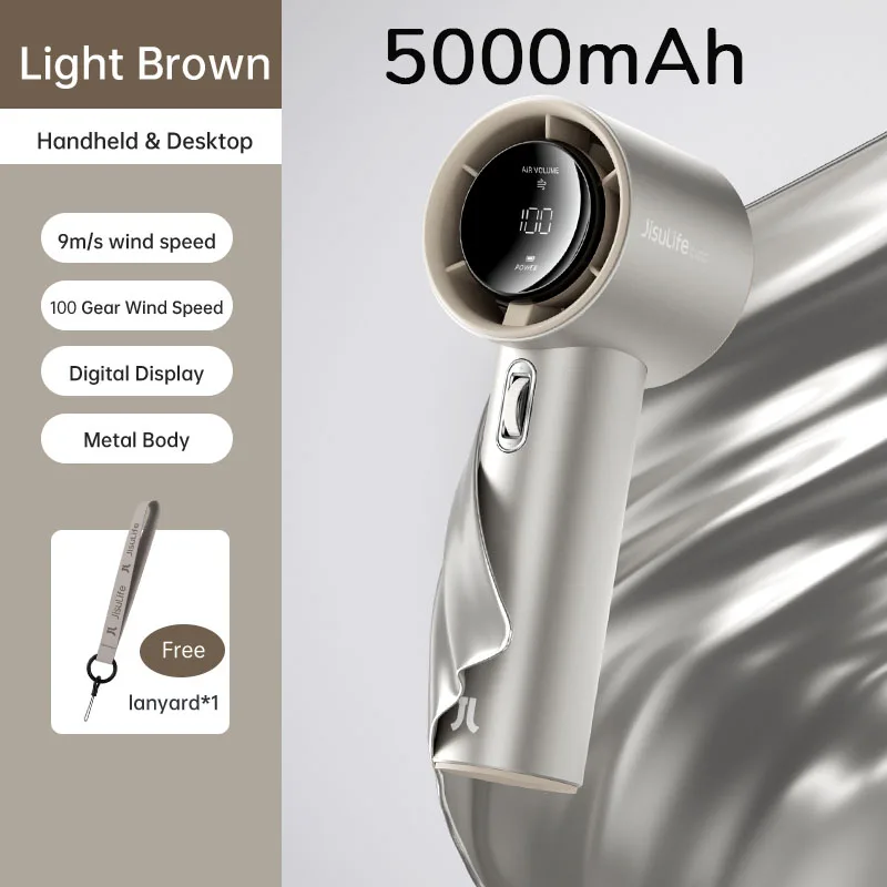 Mini Ventilador de Mão MDUG com 100 níveis de velocidade, bateria de 5000mah, visor digital