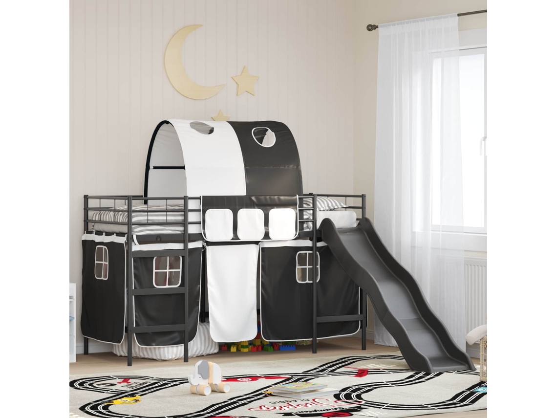 Vidaxl Cama Loft Para Crianças Preto 100 X 190 Cm Metal