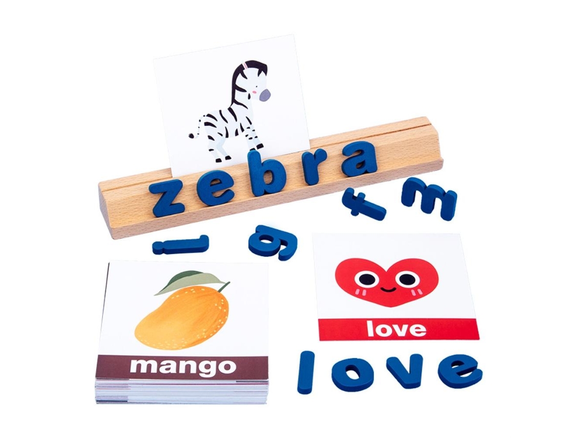 Quebra-cabeça de madeira com letras, jogo educativo infantil 2026, ideal para meninos e meninas.