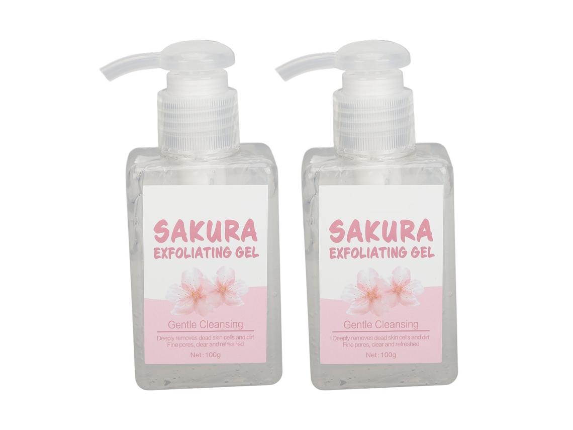 2pcs Exfoliante Facial Gel Suave Com Extrato De Flor De Cerejeira Remoção De Pele Morta 100g