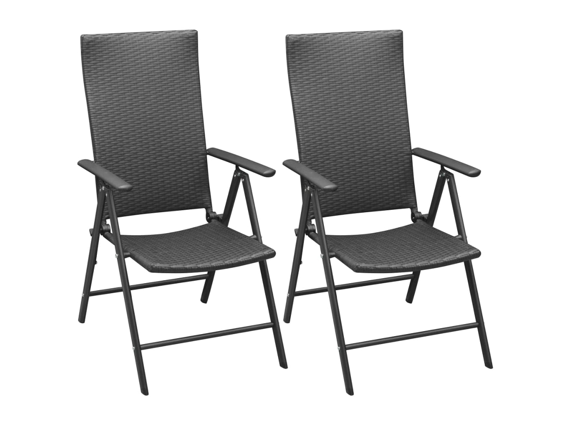 Cadeiras De Jardim Empilháveis 2 Pcs Vime Pe Preto Dkd Home Decor