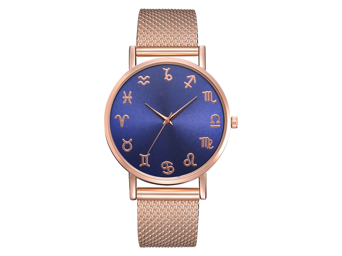 Relógio de pulso casual para casa com mostrador redondo decorativo em quartzo (ouro rosa)