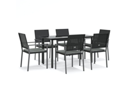 Conjunto de 7 Jantar para Jardim com Almofadões Vime Pe e Aço MAISON EXCLUSIVE (7pcs)