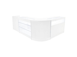 Conjunto De Balcões Comerciais Polaris | Branco| Cm60 B1200 K1200 Tb60 | Mdf E Vidro Temperado | Prateleiras E Monstershop