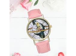 Relógio de pulso Zhoulianfa Fashion Quartz com pulseira de couro PU (rosa) unissex