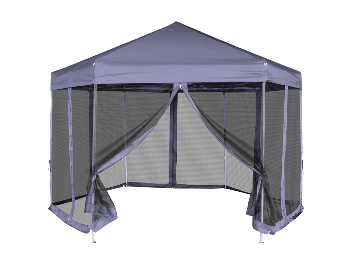 Vidaxl Tenda Festas Pop-up Hexagonal 6 Paredes 3,6x3,1m Azul Escuro
