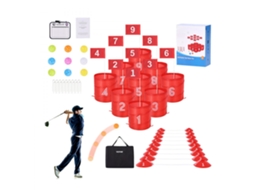 Conjunto De Golfe Portátil Com 9 Buracos, Baldes E Bandeiras Para Jardim E Festas Tekmaquinas
