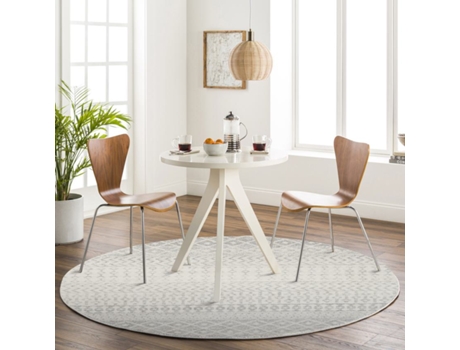 Tapete Redondo LIVABLISS Escandinavo Boho Cinza/Branco Ø 160