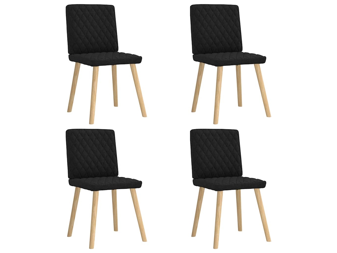 Vidaxl Cadeiras De Jantar 4 Pcs Tecido Preto