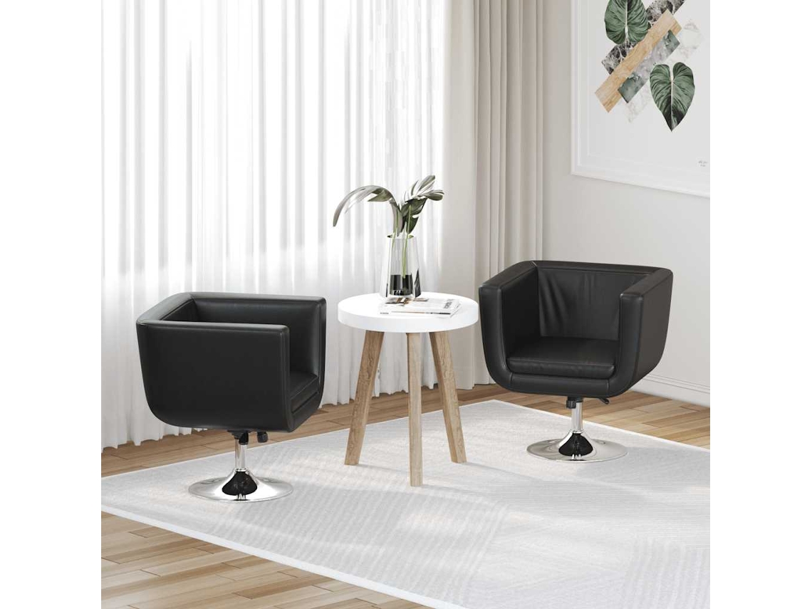 Vidaxl Cadeiras De Bar 2 Pcs Couro Artificial Preto