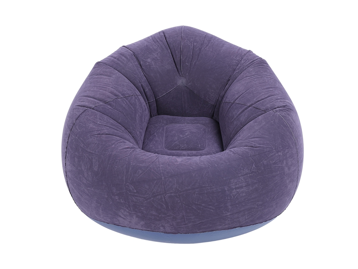 Poltrona Inflável Flocking Pvc Portátil Plegável Sofá Blow Up para Sala Quarto Viagem Azul Escuro | S/MARCA