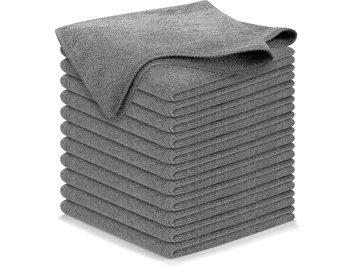 Cinza - 12 Peças (40 X 40 Cm) Alto Desempenho - 1200 Lavagens, Tecido Ultra-absorvente Que Retém A Sujeira