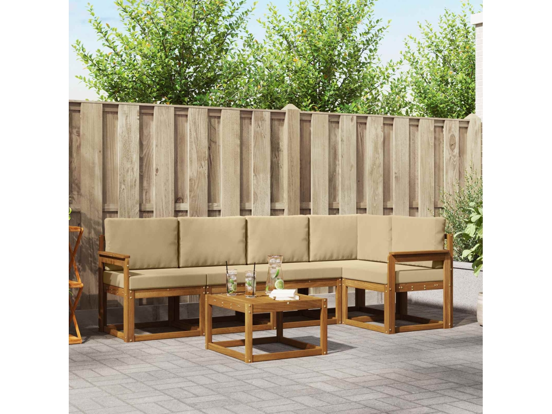 Vidaxl Conjunto De Sofás Para Exterior 6 Unid. Natural E Bege