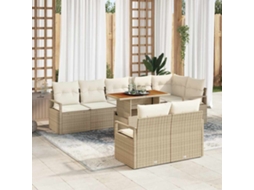 Vidaxl Conjunto De Sofá De Jardim 9 Unid. Bege Rattan Sintético