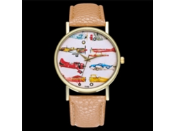Relógio Zhoulianfa T193-a de couro, masculino e feminino, com mecanismo de quartzo, para avião, cor creme.