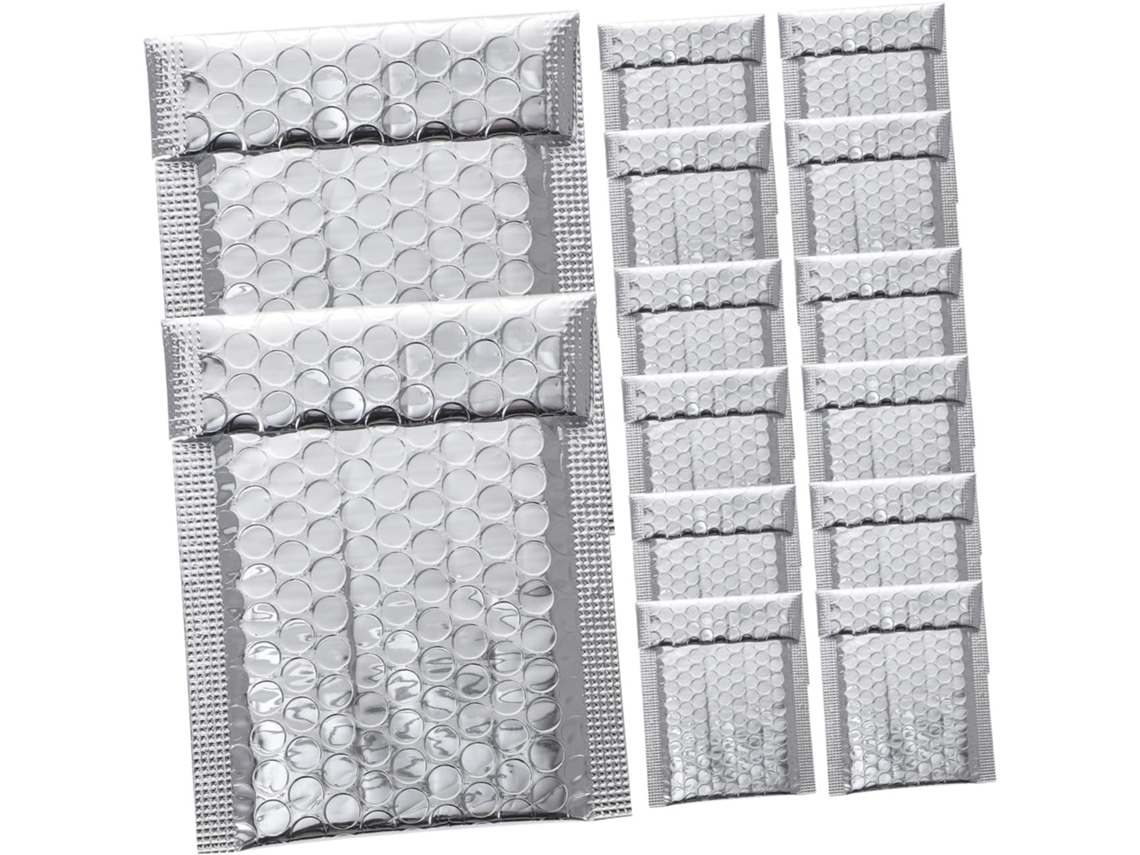 Pacote com 100 Envelopes Autoadesivos Acolchoados com Bolhas Prateadas para Envio e Proteção de Encomendas. SFUSHOS