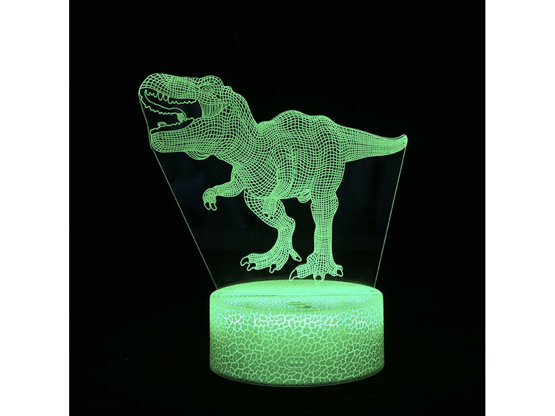 Luminária Noturna com Ilusão 3d Luminária de Mesa Led em Formato de Dinossauro, 16 Cores, com Controle Remoto SIURN