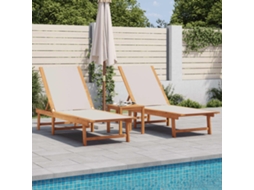 Vidaxl Espreguiçadeiras Com Mesa 2 Pcs Acácia Maciça/textilene Cinza